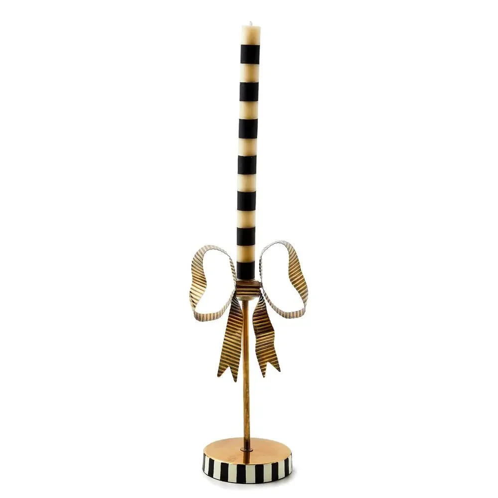 Mackenzie Childs Bow Tall Metal Candle Holder NEW